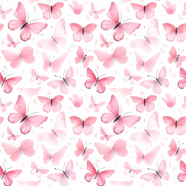 Очаровательные акварельные бабочки на плитках в кондитерском розовом цвете