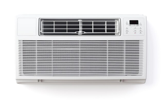 Charming Window Air Conditioning Unit Isolated on White Background