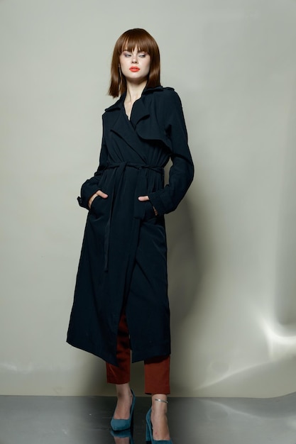 charming woman elegant photo studio brown hair