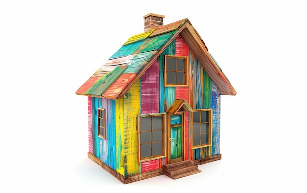 Photo charming wooden dwelling painted in myriad colors stands proud