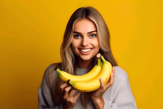 charming young girl with bananas