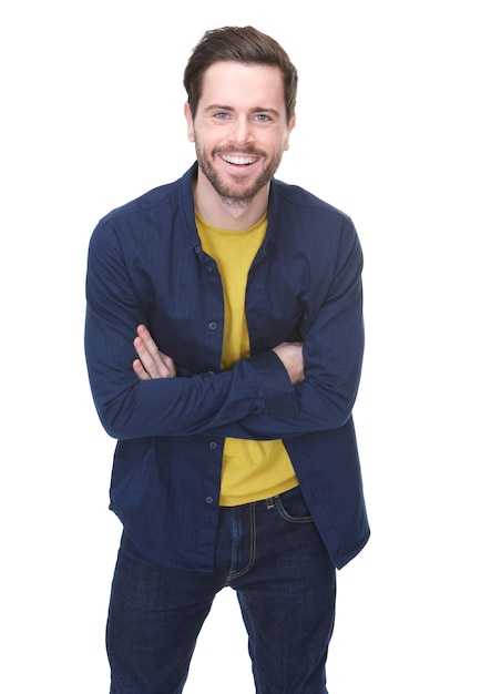 charming young man with beard smiling