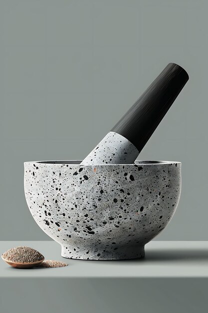 Charoset mortel en Pestle met textuur van granieten steen Col illustratie Trending achtergrond decor