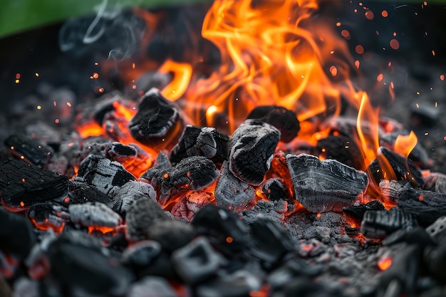 Photo charred ashes after barbecue generate ai