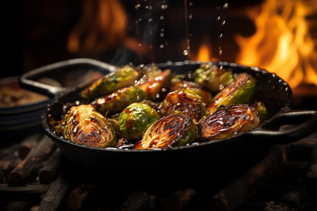 Charred Brussels Sprouts With Warm Honey Glaze