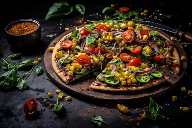 Charred Corn Avocado Thin Crust Pizza