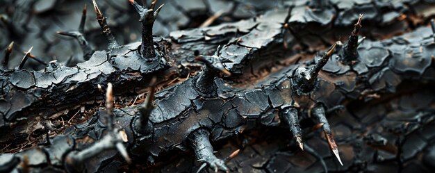 Photo charred forest floor after wildfire