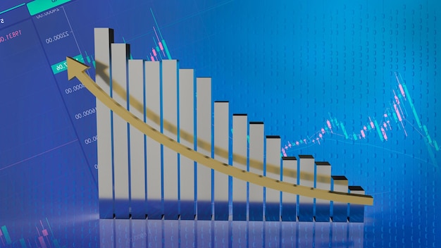 The chart and gold arrow up for business concept 3d rendering