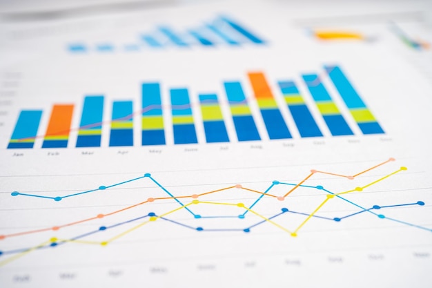 Chart or graph paper Financial account statistics and business data concept