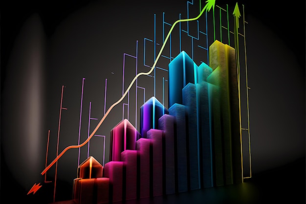 Foto grafico che mostra una costante tendenza al rialzo che rappresenta l'idea di crescita e successo finanziario aziendale