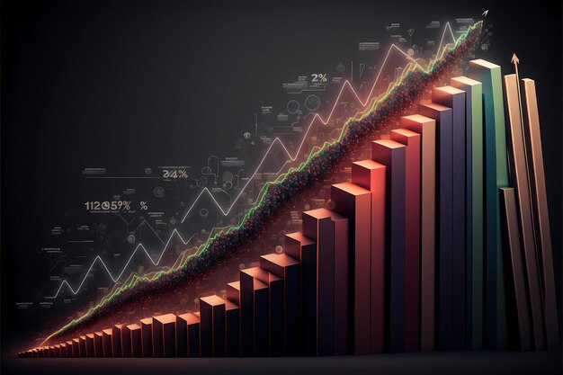 chart showing a steady upward trend representing the idea of growth and financial success business