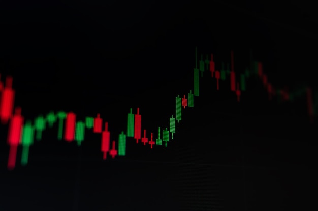 Chart stock trading on a black background of the monitor