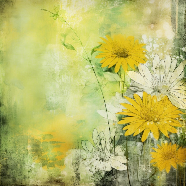 Chartreuse abstract floral background with natural grunge textures Job ID 4da6edd148ce46b782cfb82a40faaee8