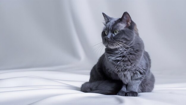 Chartreux sitting isolated on white