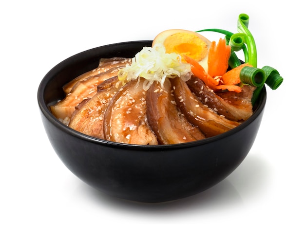 Chashu Don Rice with boiled Pork in brown sauce recipe