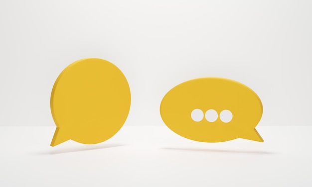 Chat bubble icons or speech bubbles sign symbol on white background Concept of chat communication or dialogue 3d rendering illustration