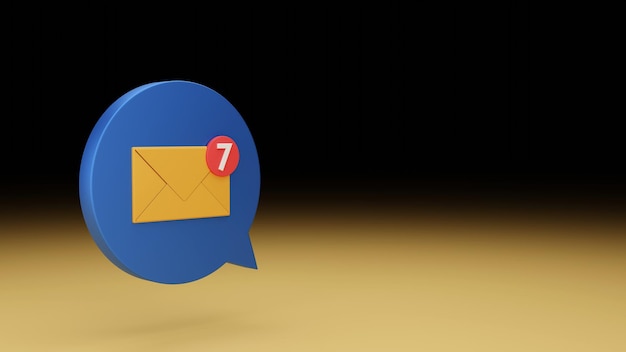 Chat bubble with envelope and accumulated mansages in the inbox