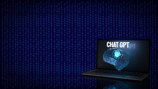 The chat gpt text and brain for technology concept 3d rendering