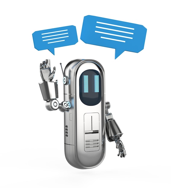 Chatbot or assistant robot chat with speech bubble