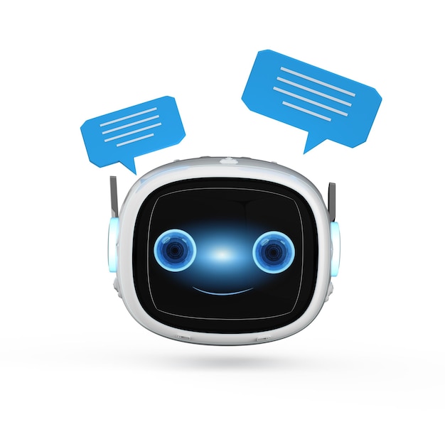 Chatbot or assistant robot chat with speech bubble