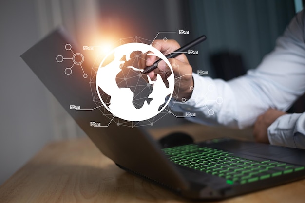 Чат-бот Чат с ИИ Человек с искусственным интеллектом, использующий технологию умного робота ИИ искусственный интеллект путем ввода командной строки для создания чего-то Футуристическая трансформация технологий