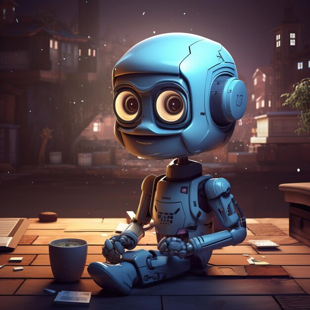 Foto chatbot schattige cartoon robot