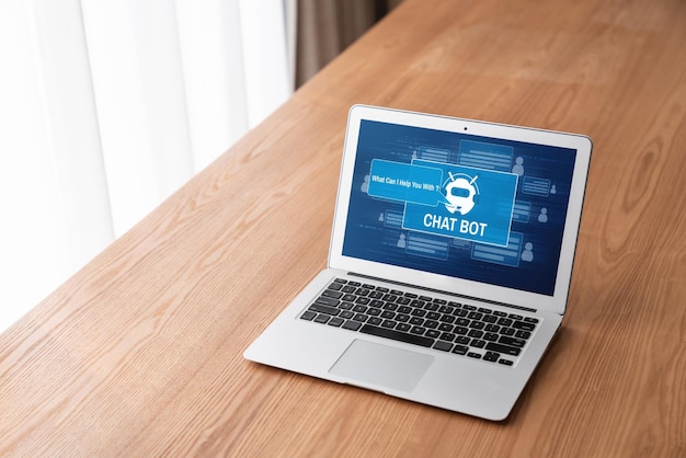 写真 顧客の質問に自動的に答えるモダンなオンラインビジネスのチャットボットソフトウェアアプリケーション