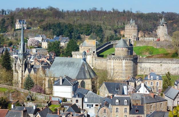 The Chateau de Fougeres France spring view.