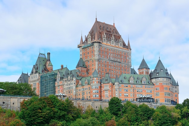 Chateau Frontenac in the day with cloud and blue sky in Quebec City