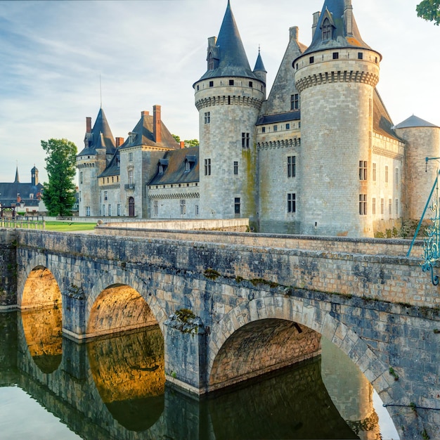 The chateau of SullysurLoire at sunset France