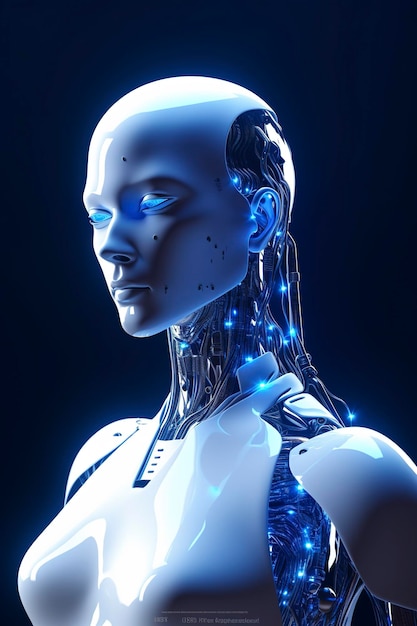 ChatGPT a Thinking robot a Humanoid robot faces closeup futuristic modern tech chatbot assistance auto conversation Future digital technology AI artificial intelligence concept generate ai