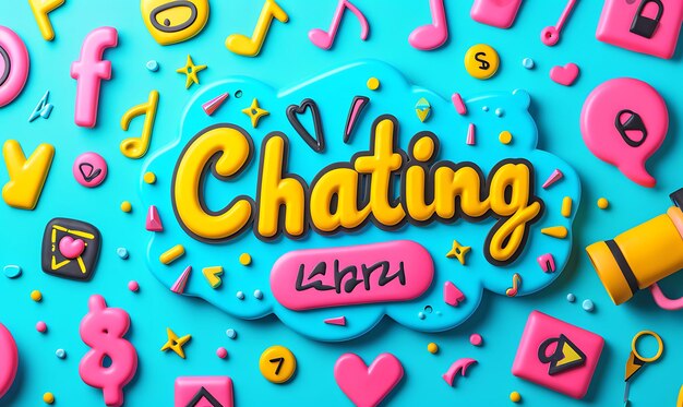 Chatting Text With Speech Bubble Effect and Handwritten Font Creative Decor Live Stream Background