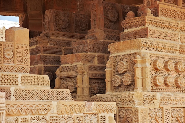 Chaukhandi vintage tombs close Karachi in Pakistan