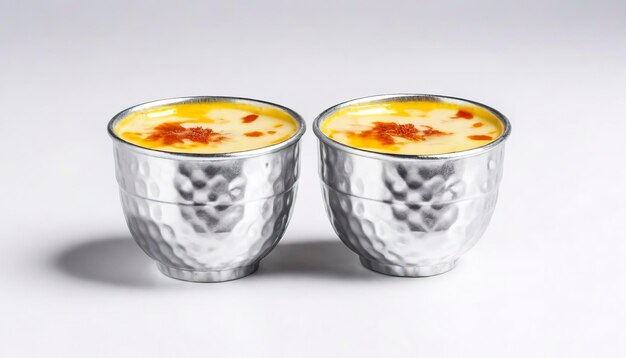 chawan mushi in Aluminum foil cup or egg custard isolated on white background