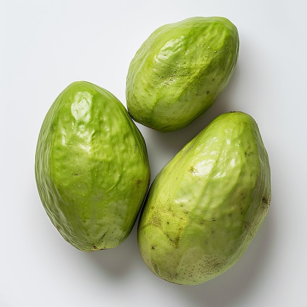 Chayote Fresh CloseUp on White Background 색 배경