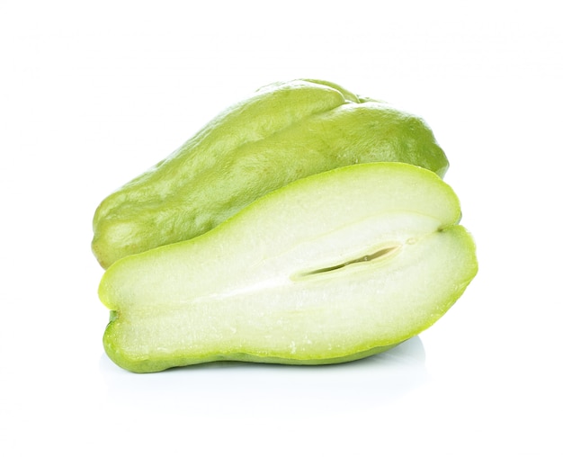 Chayote on white background