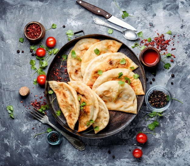 Cheburek,dough pie with meat filling