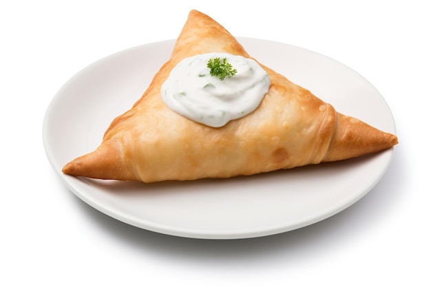 Chebureks on a white plate isolated on a white background