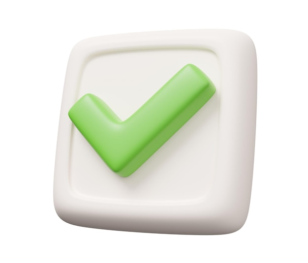 Photo check mark button 3d icon 3d render minimal cartoon illustration