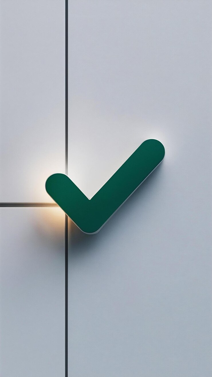 Photo check mark button left side in white background