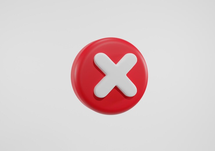 Photo check mark correct not approved icon or symbol on white background 3d