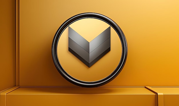 check mark with gold frame on yellow background 3d rendered image