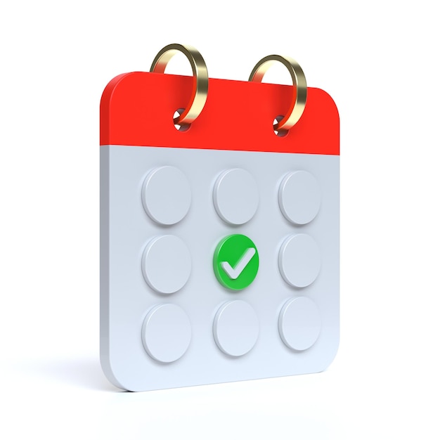 Check Marks on Calendar 3D Rendering