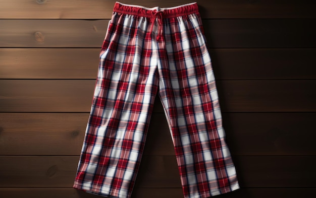 Check Printed Pajama Pants Isolated On White Background