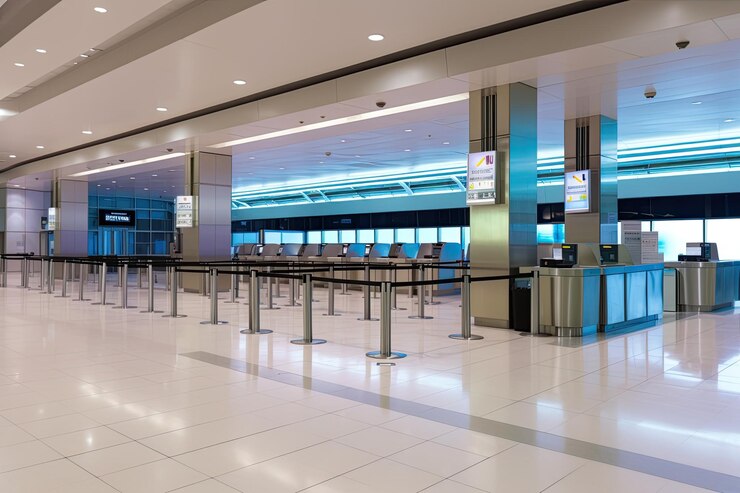Photo check in zone in airport no people