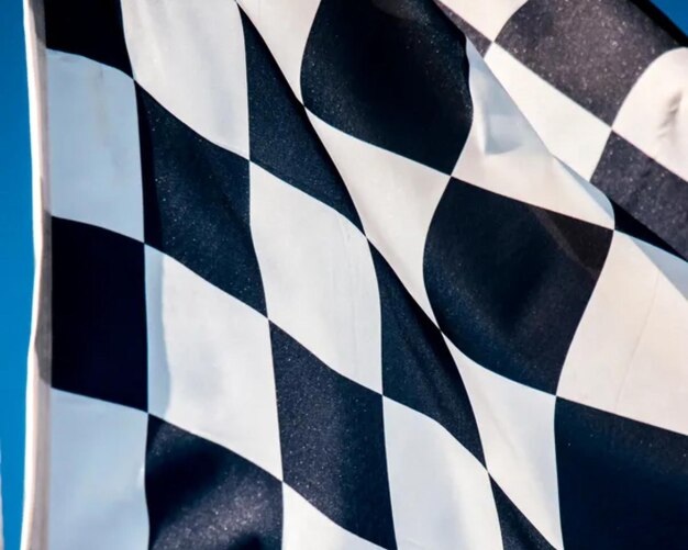 Photo checkered flag waving ii black and white flag