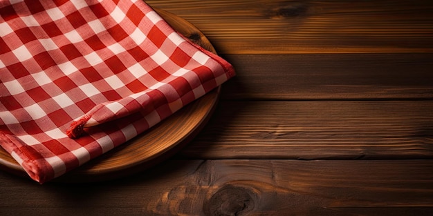 Checkered napkin on wood