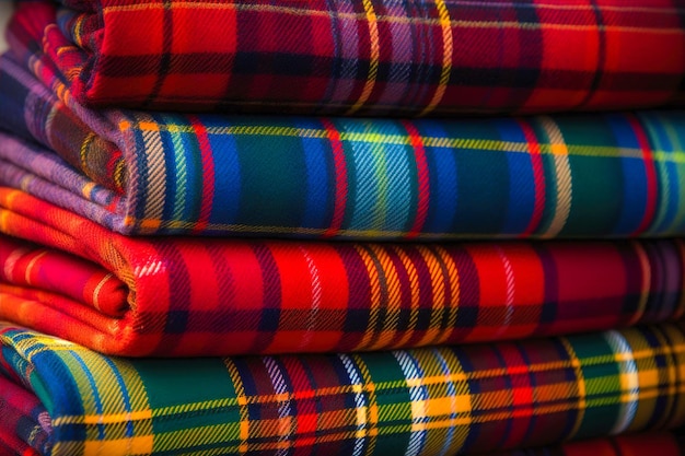 Checkered Scottish tartan fabric Generative AI