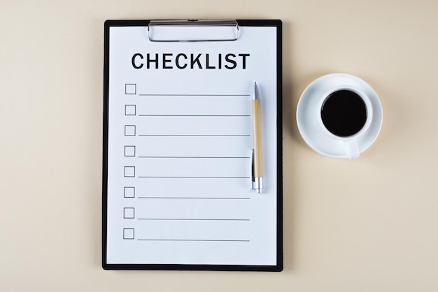 checklist on beige background
