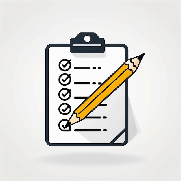 Checklist Special Flat icon with pencil white background